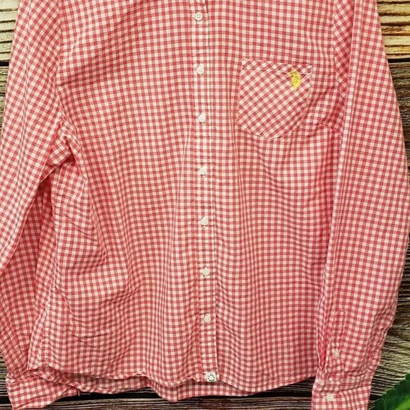 US Polo Assn long Sleeve pink/ white checked Shirt - Picture 2 of 5